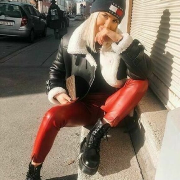 ZARA WINE RED FAUX LEATHER PANT TROUSERS $69.90 - Picture 7 of 11